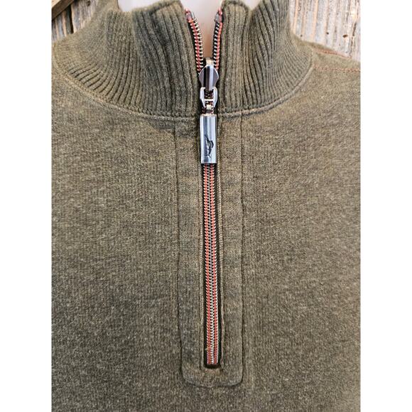 Tommy bahama size L (?) Mens REVERSIBLE 1/4 zip green beige EUC Warm sweater - Picture 3 of 7